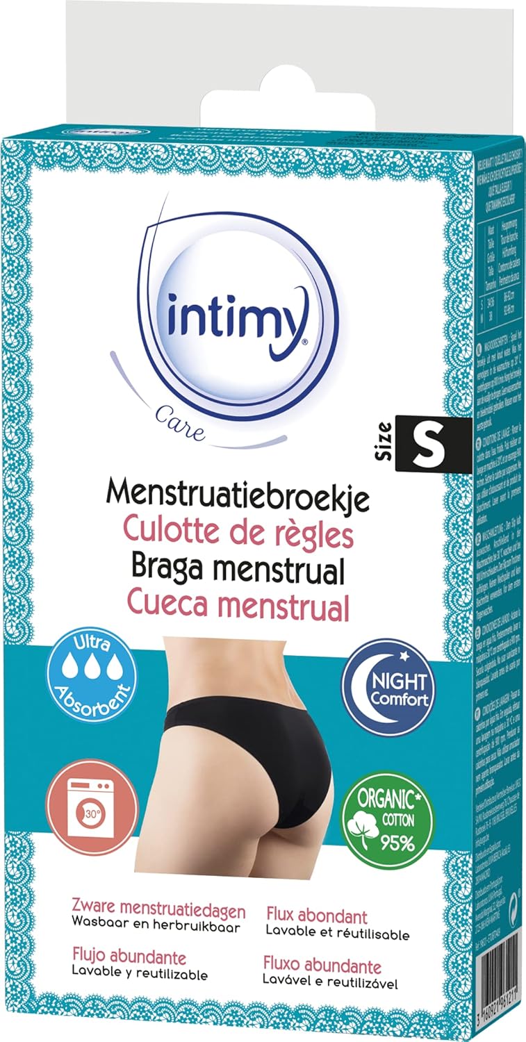 Intimy Care - Menstrual Panty Size S - Abundant Flow - 95% Eco-Friendly Cotton - Washable And Reusable