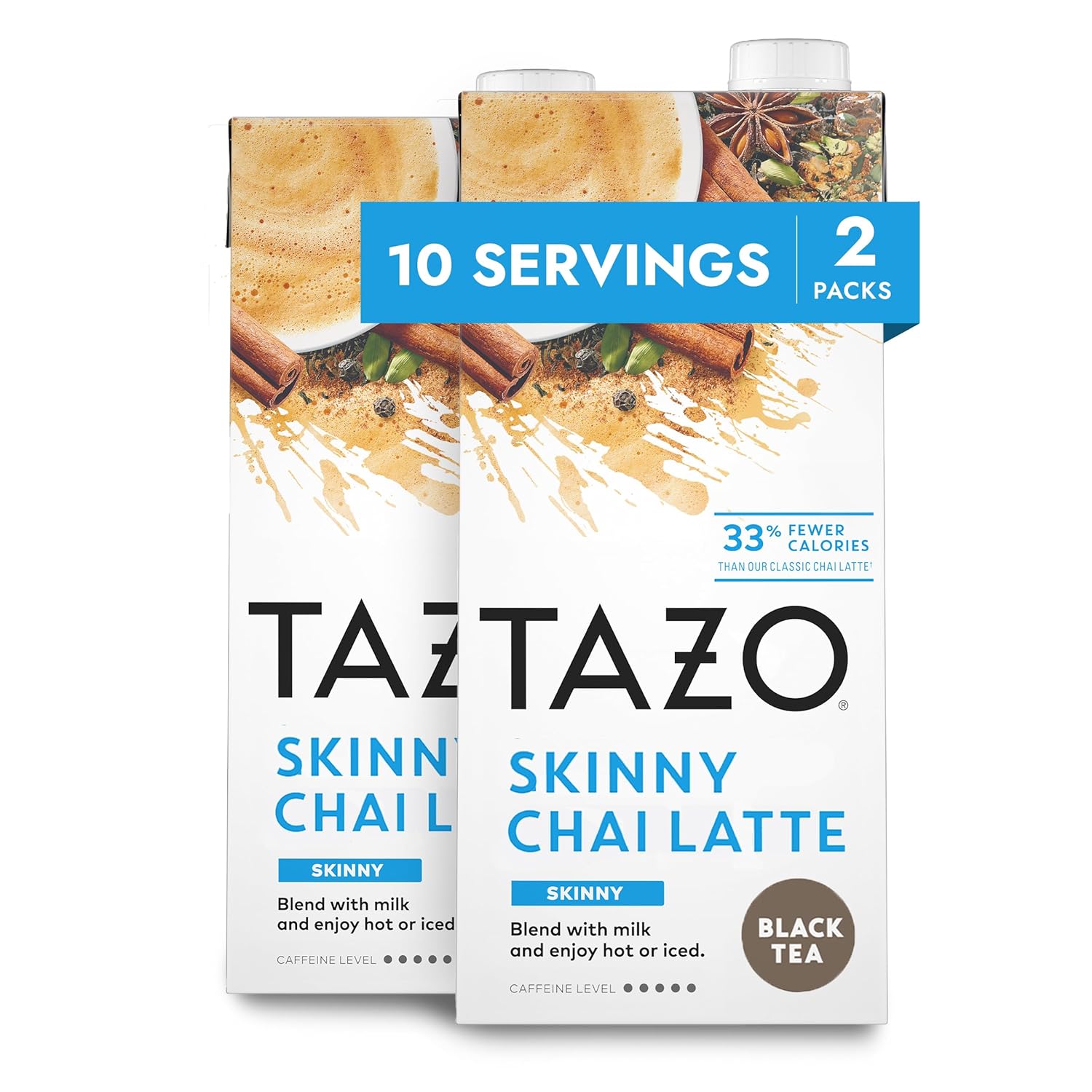 Tazo Skinny Chai Latte Concentrate, Black Tea Concentrate, Easy-To-Serve Chai Tea For Everyday Chai Lattes, Skinny Mocktails And Hot Or Iced Tea, 32 Oz Tea Mix Carton (Pack Of 2)