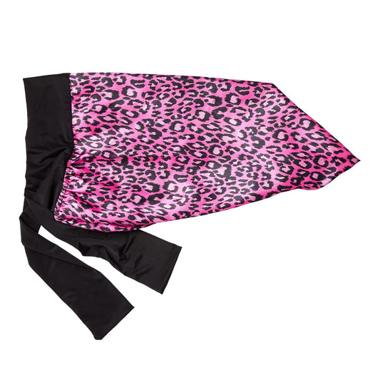 Red By Kiss Kids Satin Braid Bonnet, Comfy Wide Band For Long Hair, Long Braids (Pink Leopard)