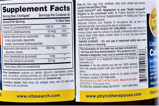 Therapy Liquid Calcium With Magnesium - 1000 Mg - 180 Softgels. : Health & Household