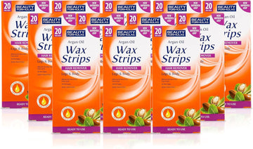 Beauty Formulas Argan Oil Wax Strips Hair Removal For All Skin Types - Pack Of 12 X 20 Strips
