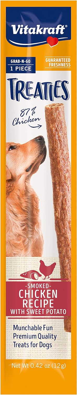 Vitakraft Treaties Dog Chew Sticks - Soft Dog Jerky Treats - Dog Chews No Rawhide (Chicken with Pumpkin, 1 Stick)