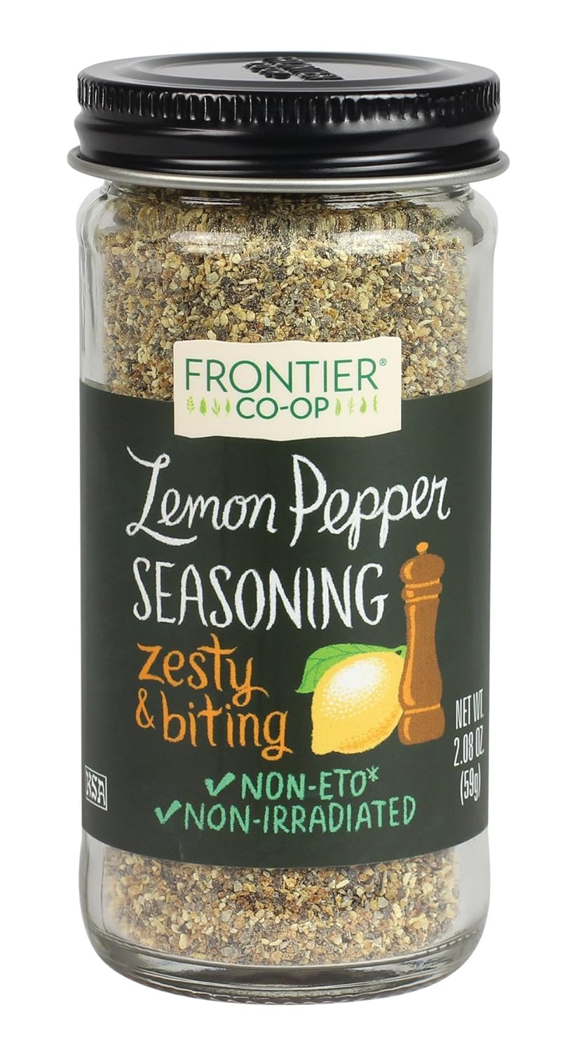 Frontier Seasoning Blends, Salt-Free Lemon Pepper, 2.08-Ounce Bottle