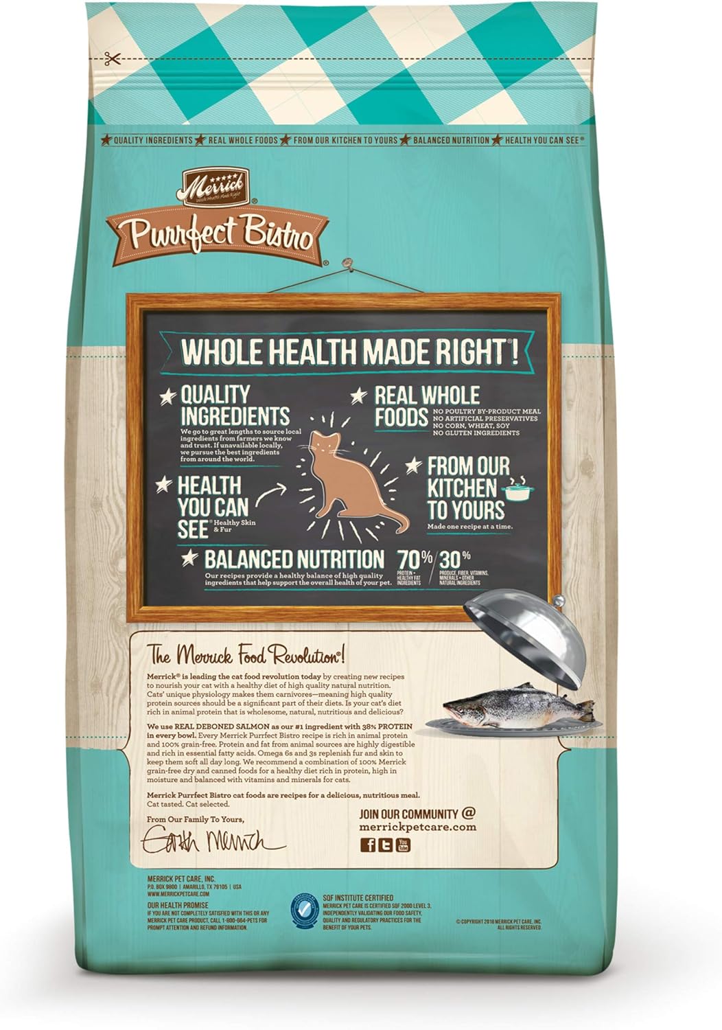 Merrick Purrfect Bistro Grain Free Natural Dry Cat Food For Adult Cats, Real Salmon And Sweet Potato Recipe - 4 lb. Bag : Dry Pet Food : Pet Supplies