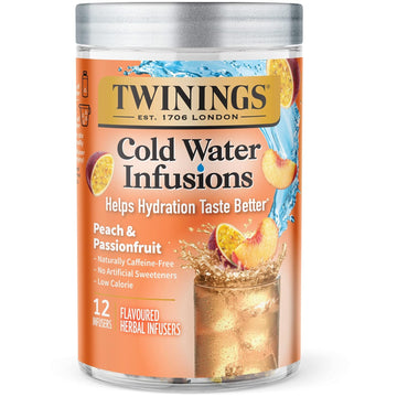 Twinings Cold Infuse Flavored Water Enhancer, Peach & Passionfruit, 12 Count (Pack Of 6), Enjoy Hot Or Iced