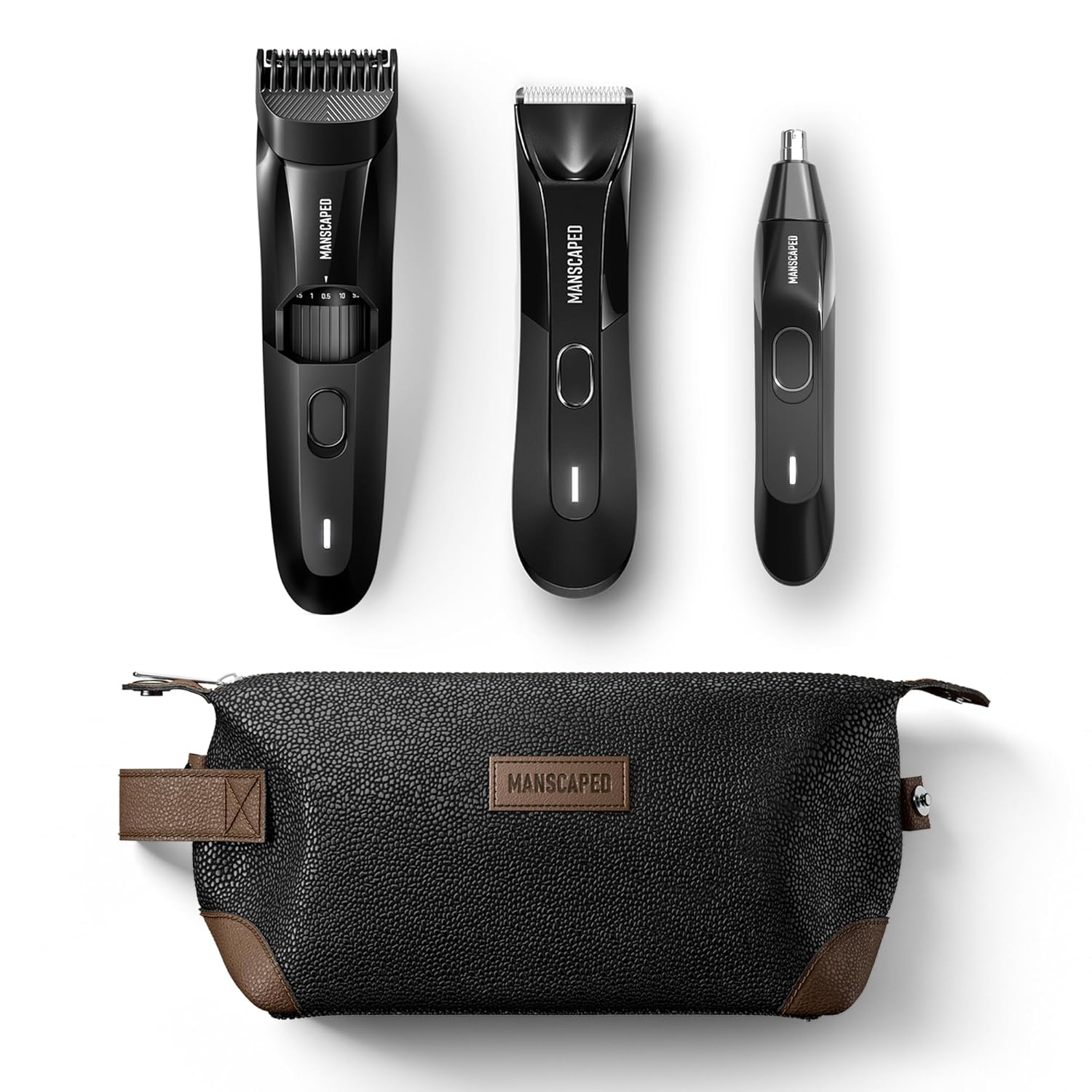 Manscaped® Body, Beard & Face Bundle - The Lawn Mower® 4.0 Electric Groin Hair Groomer, The Beard Hedger™ Premium Beard Trimmer, Weed Whacker® 2.0 Nose & Ear Hair Razor, The Shed Toiletry Bag