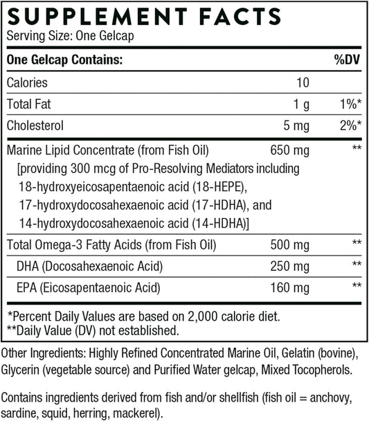 Thorne Pro-Resolving Mediators - Combines Pre-Resolving Mediators With Epa And Dha - Supports A Balanced Inflammatory Response And Healthy Brain Structure - 60 Gelcaps