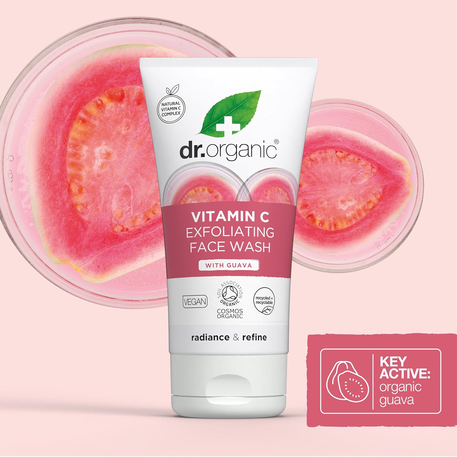 Dr. Organic Vitamin C Exfoliating Face Wash | Illuminating & Brightening For Dry Skin, Rich In Vitamin C, Certified Organic, Paraben & Sls-Free, Cruelty-Free, Natural, Vegan, 150 Ml / 5 Fl Oz : Beauty & Personal Care