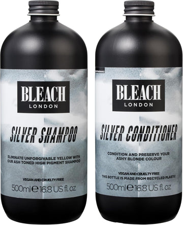 Bleach London - Silver Shampoo 500Ml And Conditioner 500Ml - Purple Shampoo And Conditioner For A Cool, Clean Blonde - 2 Pack