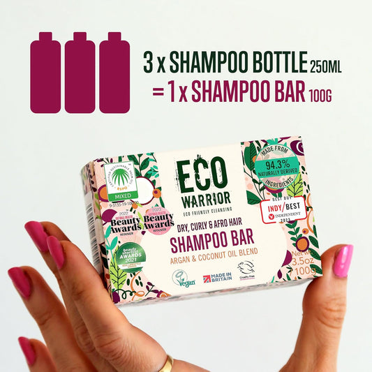 Eco Warrior Dry Hair Shampoo Bar - Vegan, Cruelty Free, No Sls Or Parabens, Deeply Nourishing Argan & Coconut Oil, Marshmallow Extract For Soft Dry Hair, Little Soap Company, 100G