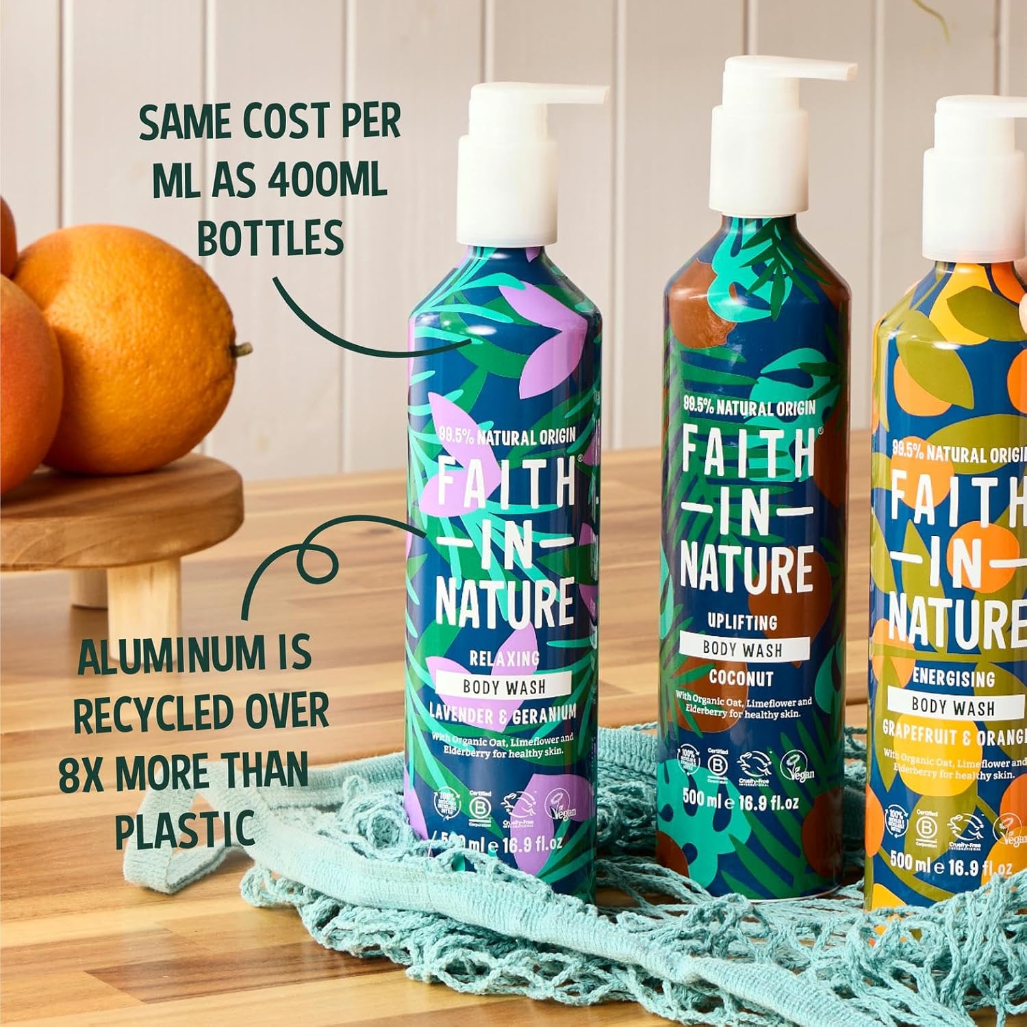 Faith In Nature 500ml Metal Bottle Natural Lavender and Geranium Body Wash, Relaxing Shower Gel, Vegan and Cruelty Free, No SLS or Parabens : Amazon.co.uk: Beauty