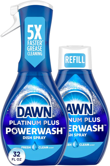 Dawn Powerwash Spray Starter Kit, Platinum Dish Soap, Fresh Scent, 1 Starter Kit + 1 Dawn Powerwash Refill, 16 Fl Oz Each (Pack Of 2)