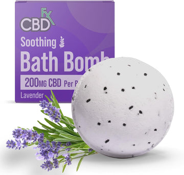 Cbdfx Bath Bomb 200Mg High Strength Soothing Lavender Hawaiian Black Salt Vegan Cruelty-Free Single Bath Bomb