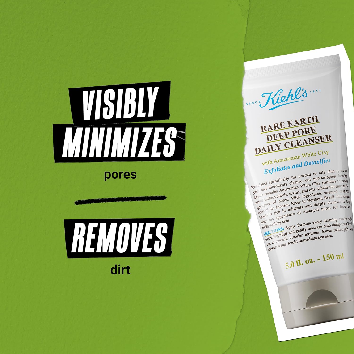 Kiehl'S Rare Earth Deep Pore Daily Cleanser, Gentle Exfoliating Face Wash For Oily Skin, Detoxifies & Exfoliates Skin, Minimizes Pores, With Amazonian White Clay, Fragrance-Free - 5 Fl Oz : Beauty & Personal Care