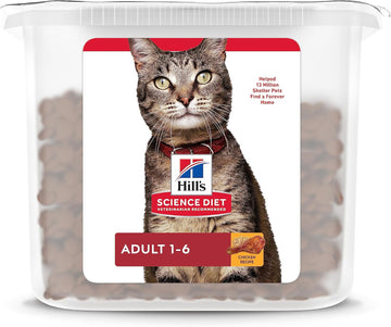 Hill'S Science Diet Adult 1-6, Adult 1-6 Premium Nutrition, Dry Cat Food, Chicken Recipe, 20 Lb Tub