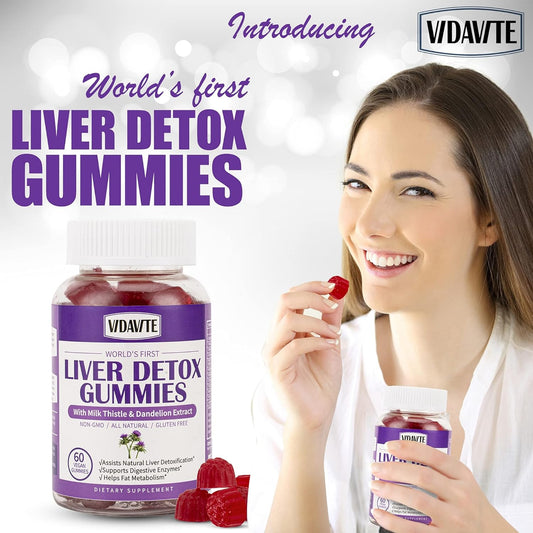 Liver Cleanse Detox & Repair Gummies ? 1500mg Silymarin Milk Thistle Supplement with Artichoke Extract Liver Health Formula, and 20+ More Liver Detoxifiers for Men & Women (60 Vegan Gummies)