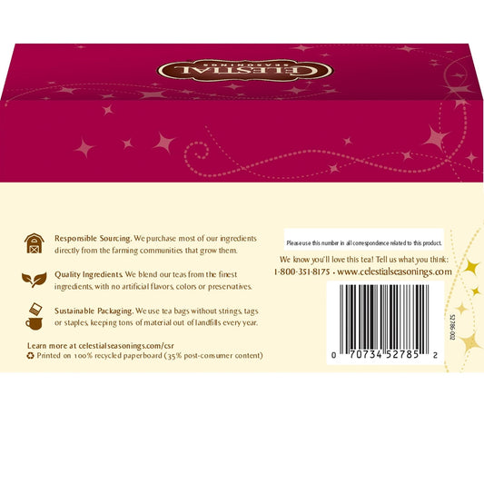 Celestial Seasonings Herbal Tea, Cranberry Vanilla Wonderland, 18 Count (Pack Of 6)