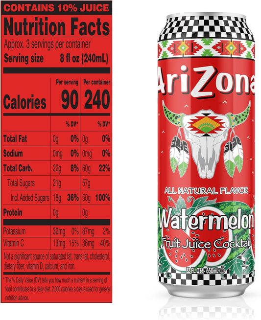 Arizona Watermelon Juice Cocktail - Big Can, 23 Fl Oz (Pack Of 24)