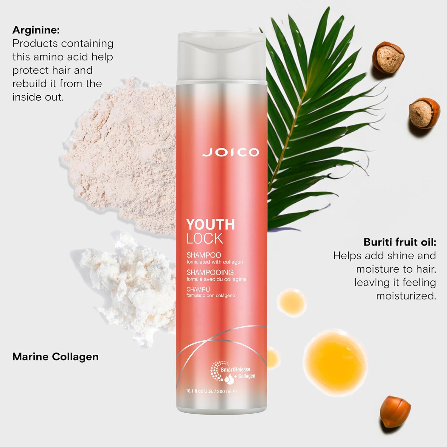 Joico Youthlock Shampoo Formulated With Collagen | Youthful Body & Bounce | Reduce Breakage & Frizz | Soften & Detangle Hair | Boost Shine | Sulfate Free | With Arginine | 10.1 Fl Oz : Beauty & Personal Care