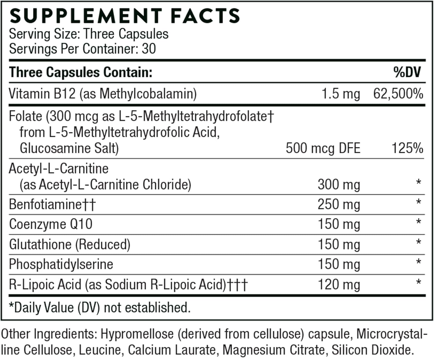 Thorne Nerve Support Complex (Formerly Neurochondria) - Neuroprotective Supplement for Nerve and Brain Support and Mitochondrial Health - 90 Capsules - 30 Servings