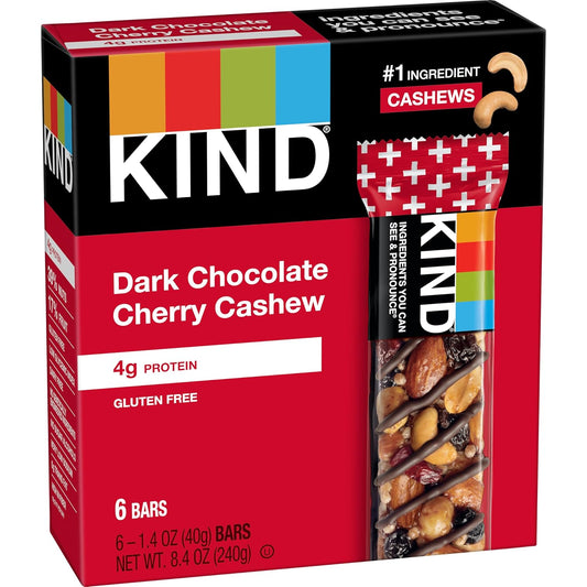 Kind Bar, Dark Chocolate Cherry Cashew, 8.4 Oz (Pack Of 6)