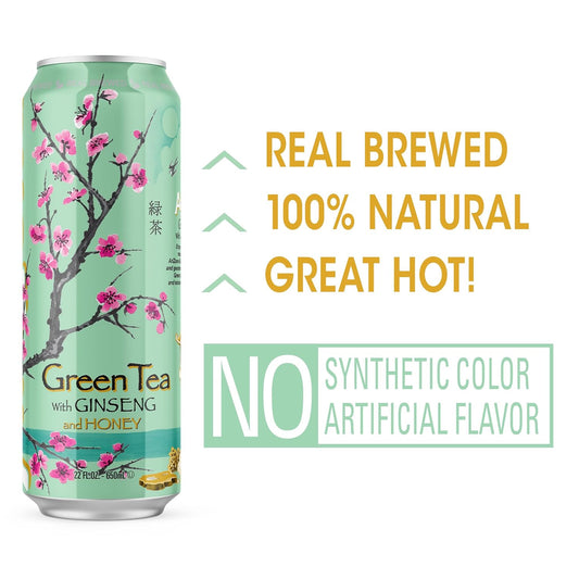 Arizona Green Tea With Ginseng And Honey - Big Can, 22 Fl Oz (Pack Of 12)