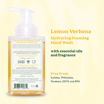 Sof Hydrating Foaming Hand Wash - With Organic Agave Nectar & Coconut Oil- Vegan & Non Gmo- Free From Phthalates, Sulfates & Parabens- Lemon Verbena - 8 Oz Bottle 3 Pack