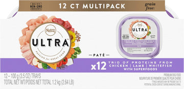Nutro Ultra Adult Grain Free Soft Wet Dog Food, Trio Of Proteins Chicken, Lamb & Whitefish Paté, (12) 3.5 Oz. Trays