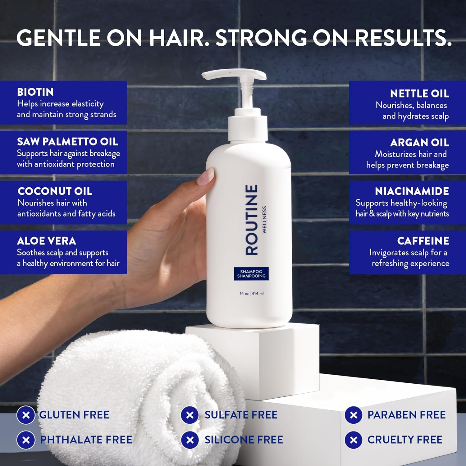 Routine Wellness Anti-Thinning Shampoo For Thinning Hair - Biotin Dht Blocker Women & Men - Color Safe Shampoo For Hair Loss & Healthy Hair - Cucumber - 14Oz : Beauty & Personal Care