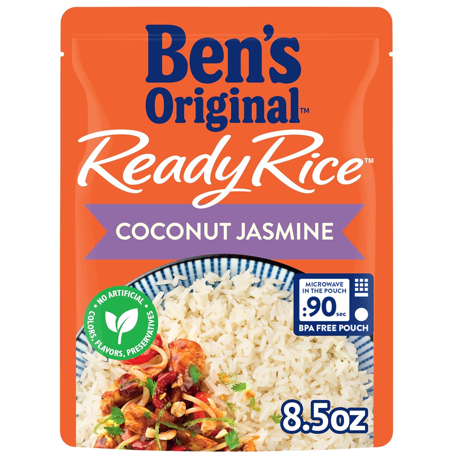 BEN'S ORIGINAL Ready Rice Coconut Jasmine Flavored Rice, Easy Dinner Side, 8.5 OZ Pouch (Pack of 12)