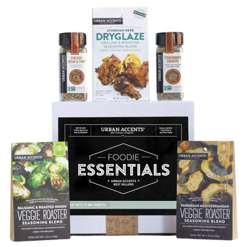 Urban Accents FOODIE ESSENTIALS Seasoning Spices Gift Set (Set of 5) Gourmet Salt Gift Set of Grill Seasonings, Spices, Rubs and Dryglaze for Meats, Veggies and More