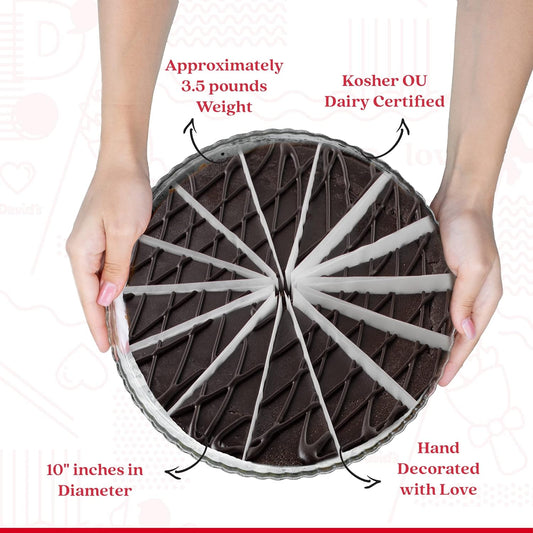 David'S Cookies Chocolate Truffle Cake 10" - Birthday Cake For Delivery No Sugar Added Pre-Sliced 14 Pcs. Creamy Chocolate Cake, Fresh Bakery Dessert Great Gift Idea