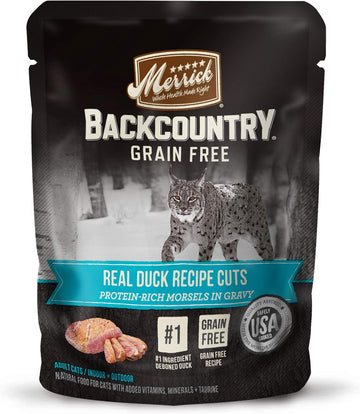 Merrick Backcountry Grain Free Gluten Free Premium High Protein Wet Cat Food, Duck Recipe Cuts With Gravy - (Pack Of 24) 3 Oz. Pouches