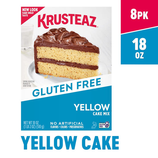 Krusteaz Gluten Free Yellow Cake Mix, No Artificial Flavors, Colors, or Preservatives, 18 oz Boxes (Pack of 8)