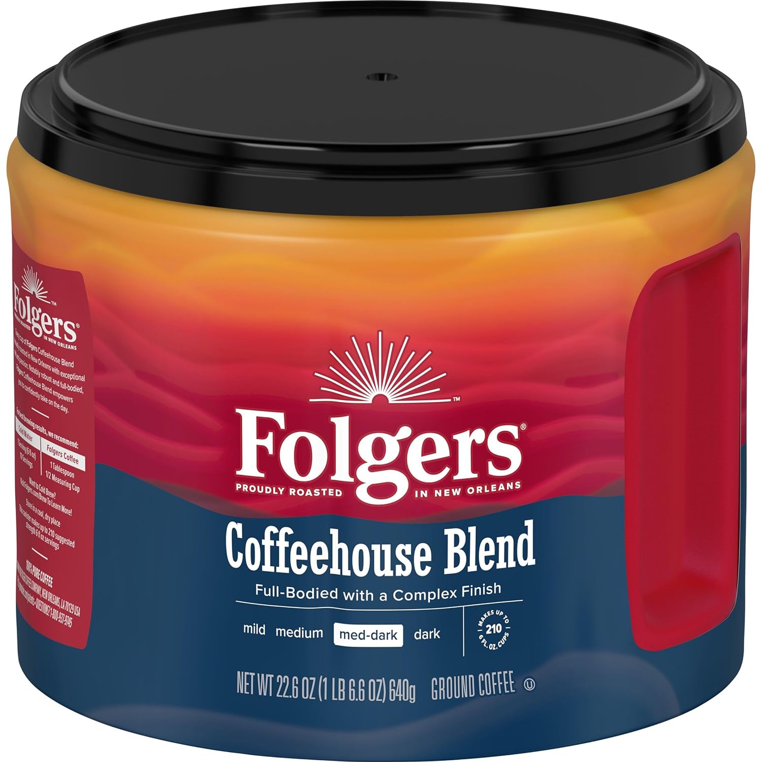 Folgers Coffeehouse Blend Medium Dark Roast Ground Coffee, 22.6 Ounces (Pack of 6)
