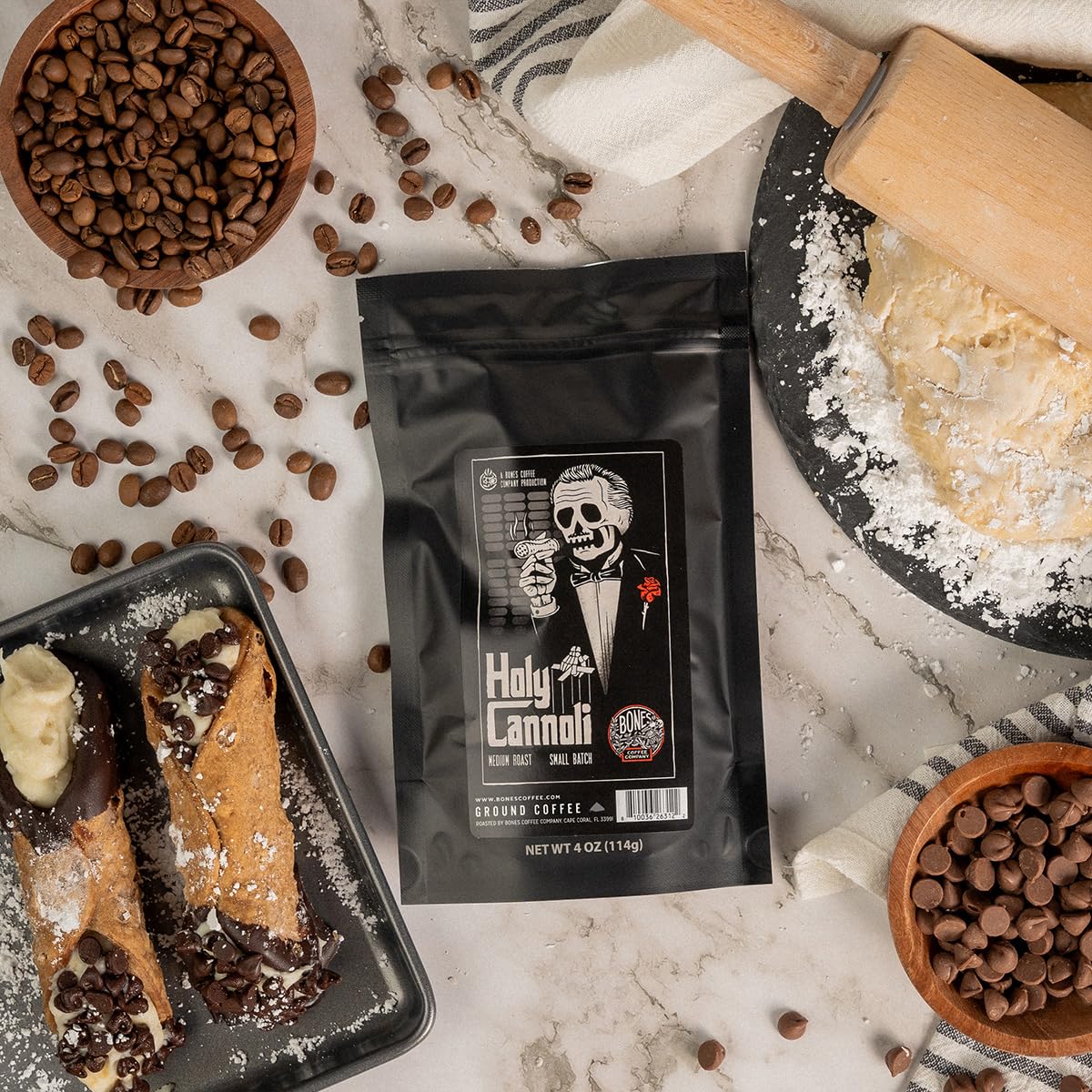 Bones Coffee Company Favorite Flavor Sample Pack with Specialty Mug | Pack of 5 Assorted Flavor Ground Coffee Beans | Medium Roast Coffee Beverages (Ground) : Grocery & Gourmet Food