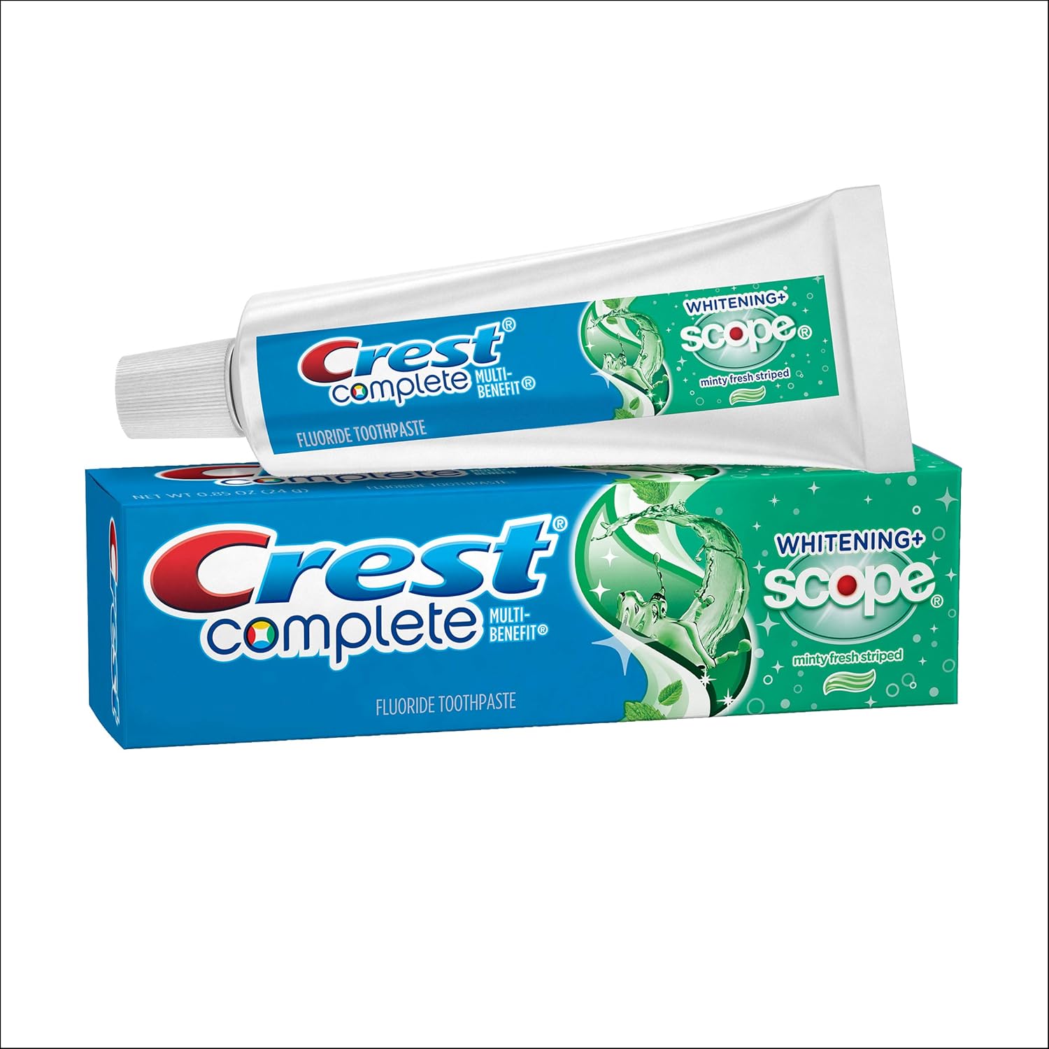 Crest Complete Whitening Plus Scope Multi-benefit Fluoride Toothpaste, Minty Fresh, 0.85 Ounce (pack Of 36) : Health & Household