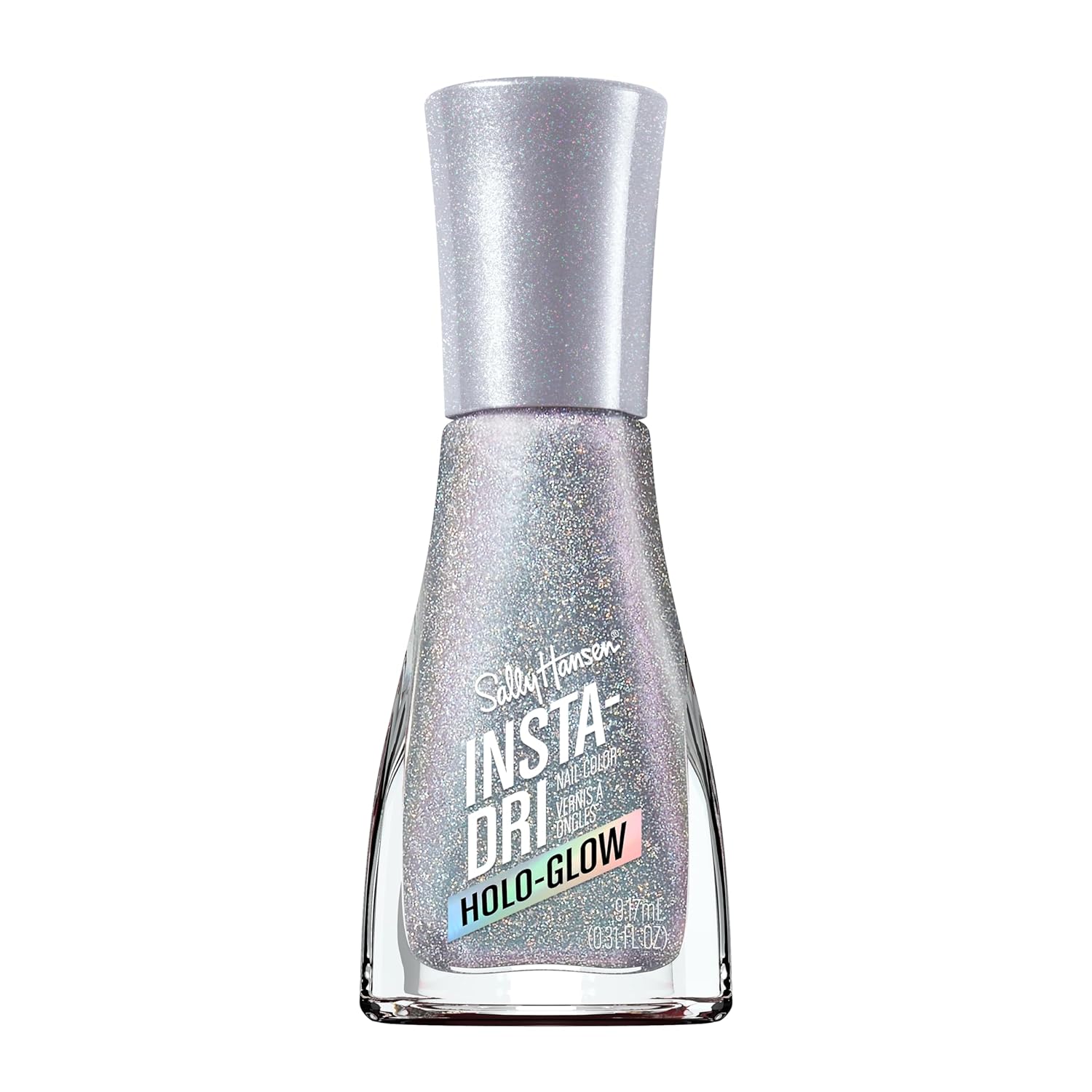 Sally Hansen Insta-Dri® Holo-Glow, Euphoric, Quick Dry, Long Lasting, Streak-Free Shine, Silver Nail Polish