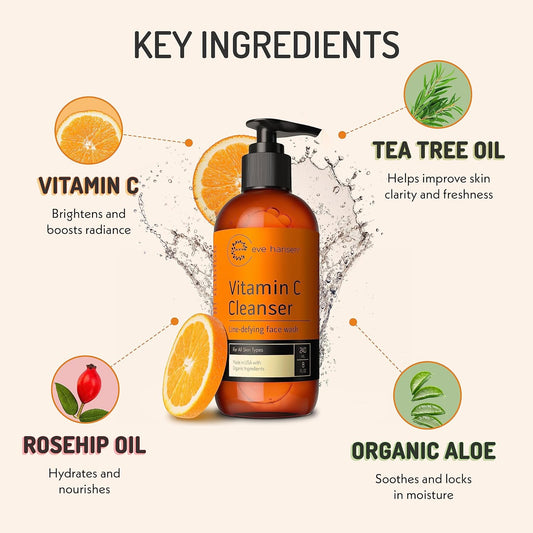 Eve Hansen Night Skincare Bundle – Vitamin C Cleanser, Vitamin C Toner, Rose Water, Retinol Serum & Night Repair Cream – Hydrating & Nourishing Skincare For All Skin Types