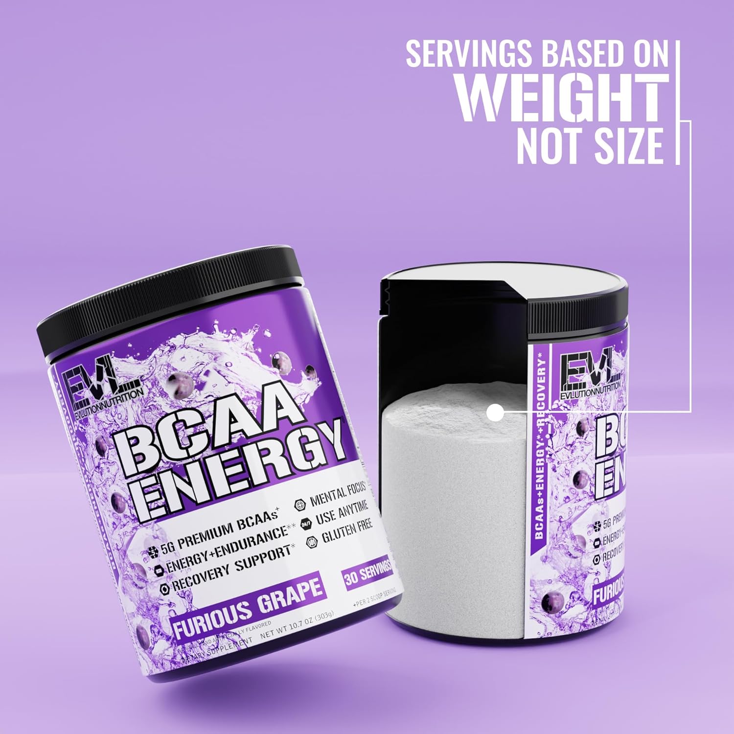 Evl Bcaas Amino Acids Powder - Bcaa Energy Pre Workout Powder For Muscle Recovery Lean Growth And Endurance - Rehydrating Post Workout Recovery Drink With Natural Caffeine - Furious Grape : Health & Household
