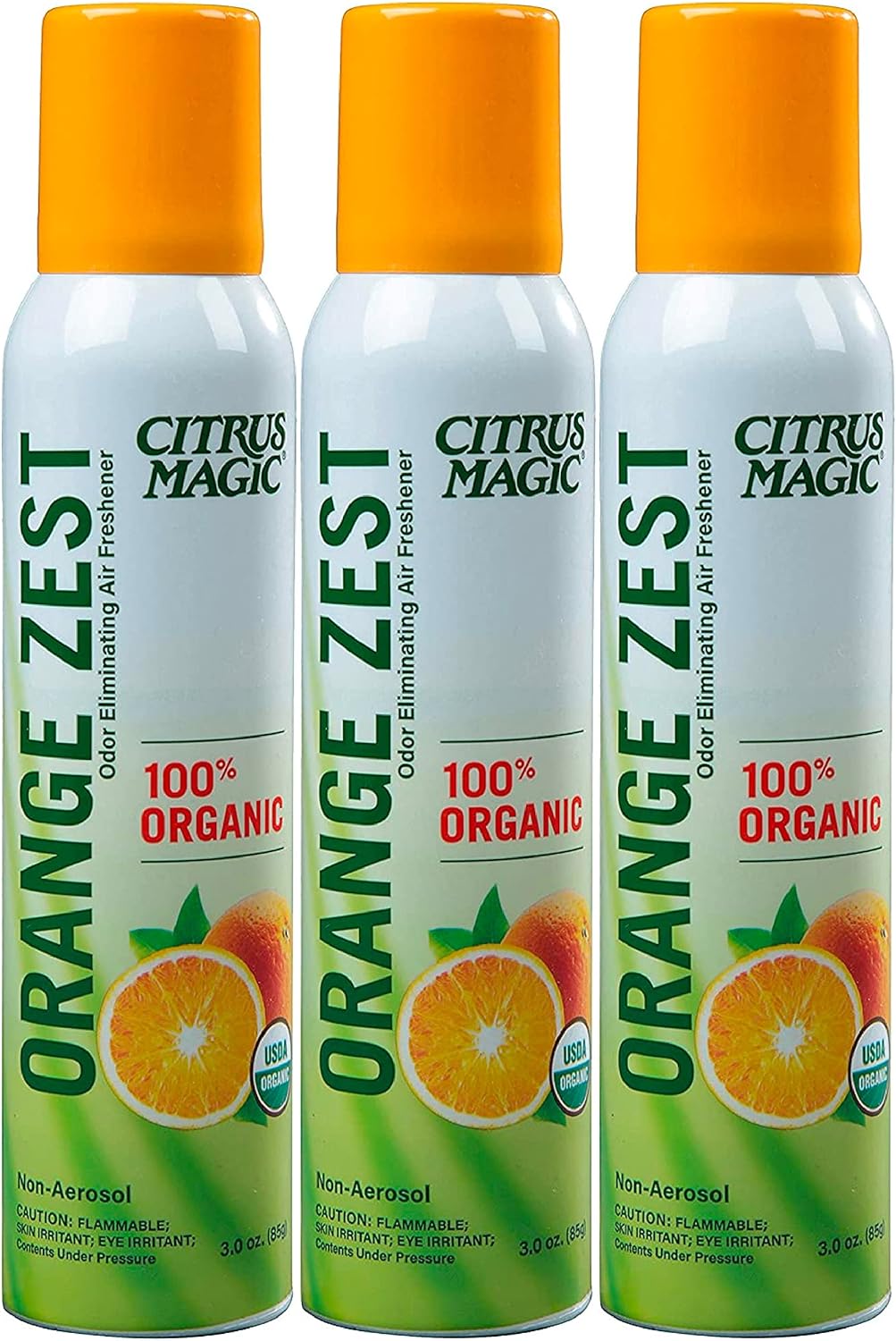 Citrus Magic Organic Natural Odor Eliminating Air Freshener Spray, Orange Zest, 3-Ounce, Pack of 3