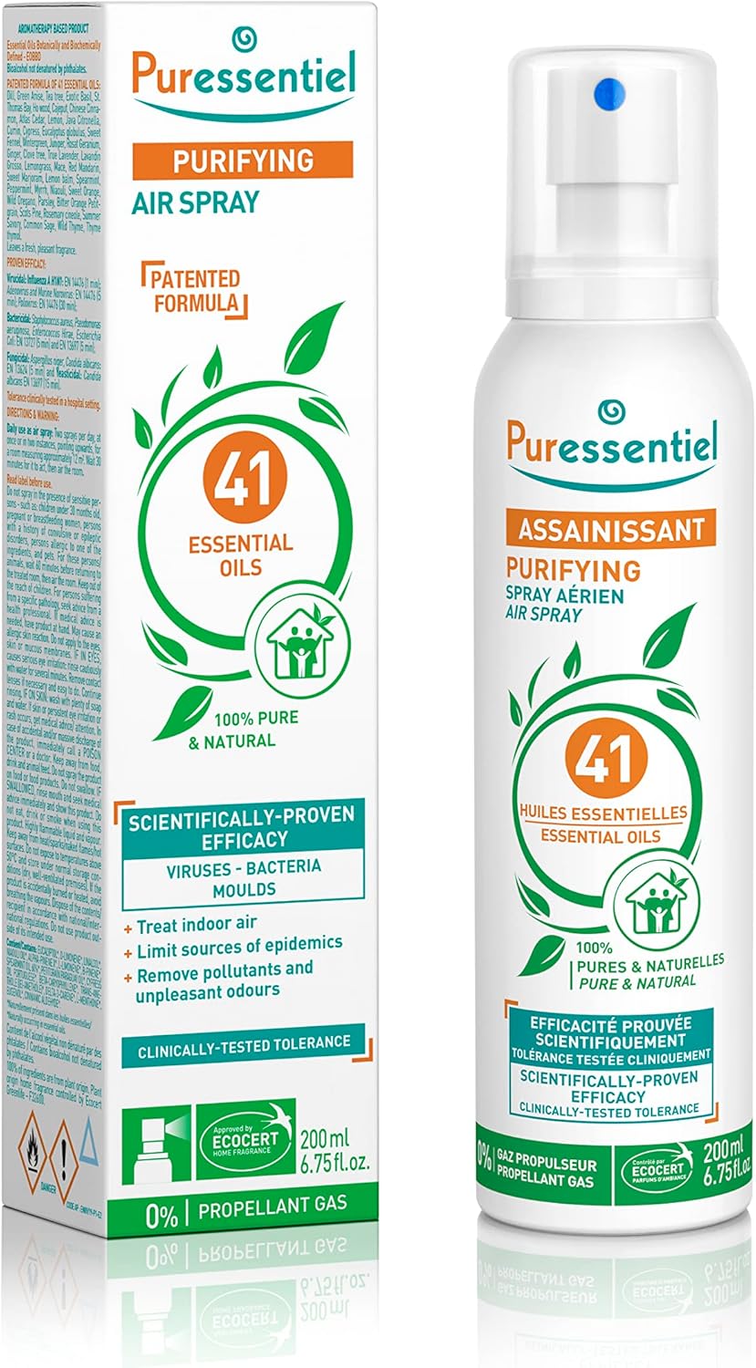 Puressentiel Duo Pack Purifying Air Spray 200 Ml – 100% Natural Room Spray – Air Purifier – Air Freshener – Odour Eliminator– Organic Essential Oils – For Your Home, Car & Office – Lasts Over 6 Months