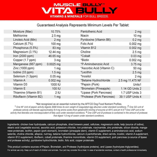 Vita Bully Vitamins for Bully Breeds: Pit Bulls, American Bullies, Exotic Bullies, Bulldogs, Pocket Bullies, Made in The USA (60 Vitamins)