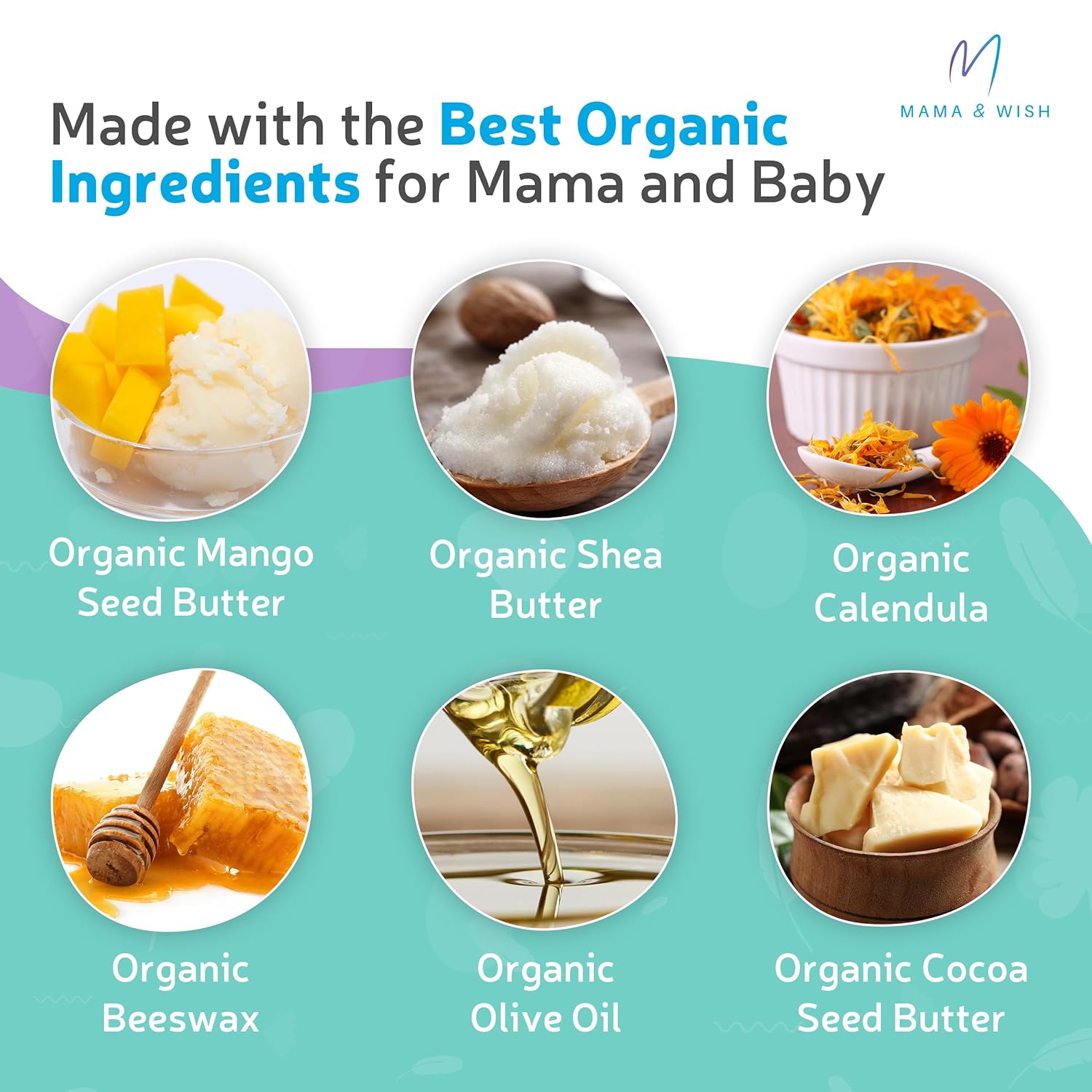 Mama & Wish Organic Nipple Cream - Breastfeeding Balm | Lanolin-free, Postpartum Essentials Safe for Nursing, Non-GMO (Unscented) : Baby