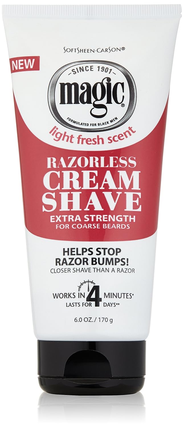 Softsheen-Carson Magic Razorless Shaving Cream, Hair Removal Cream For Body Hair, Extra Strength Depilatory Cream, Works In 4 Minutes For Coarse Hair, 6 Oz