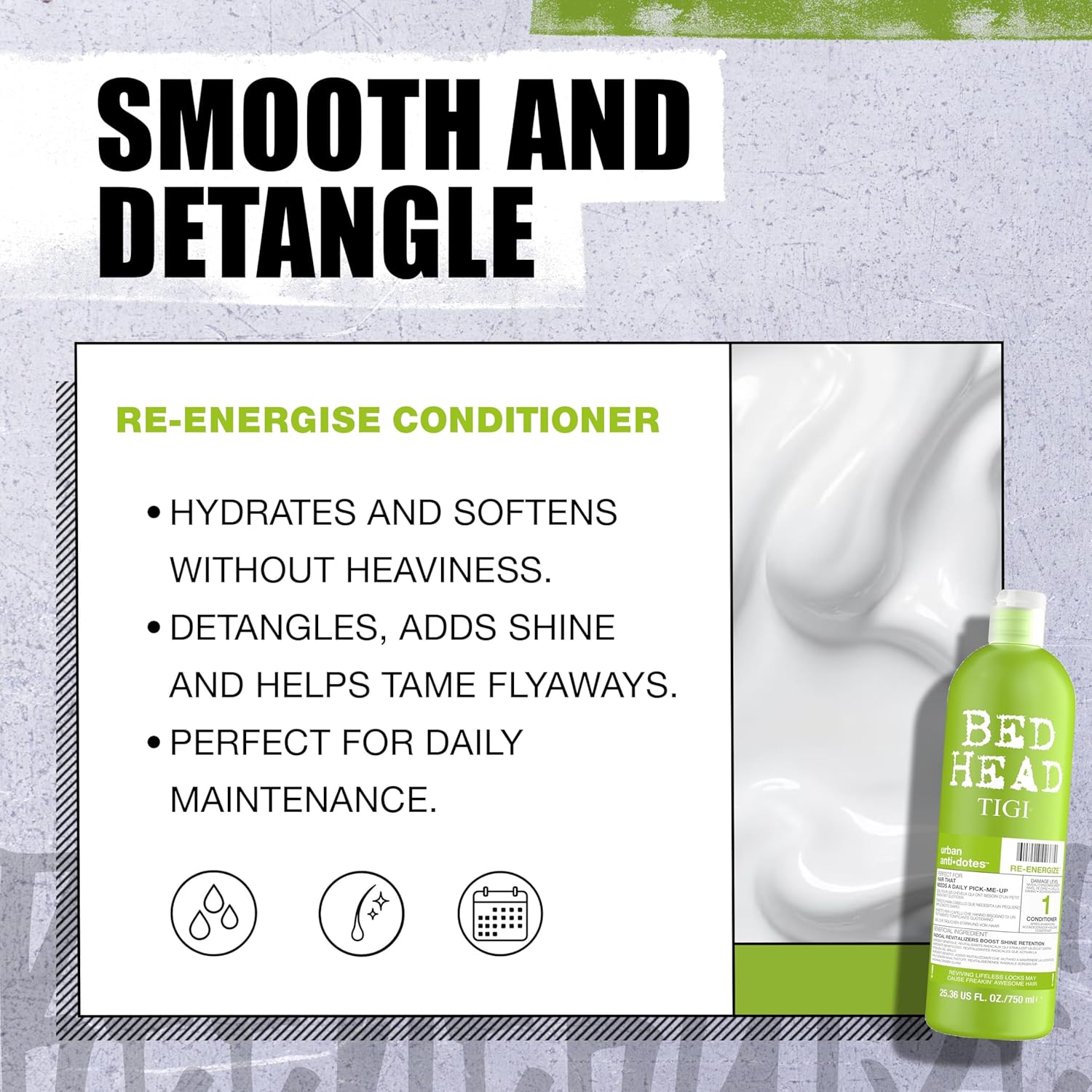 Bed Head by TIGI - Re-Energise Shampoo and Conditioner Set - Deep Cleansing And Conditioning Professional Hair Treatment - Ideal For All Hair Types - 2x750ml