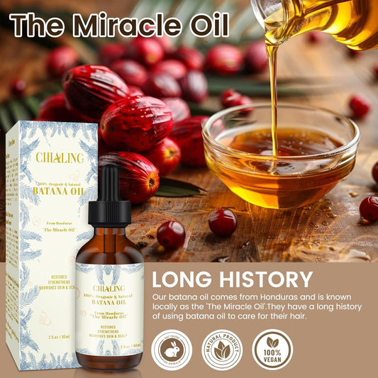 Batana Oil For Hair Growth -100% Pure & Natural Cold Pressed Hair Oil - Made In Usa - For Hydrating & Repairing Dry, Stimulates Hair Growth, Moisturizes Hair & Scalp, Prevents Split Ends - 2 Fl Oz