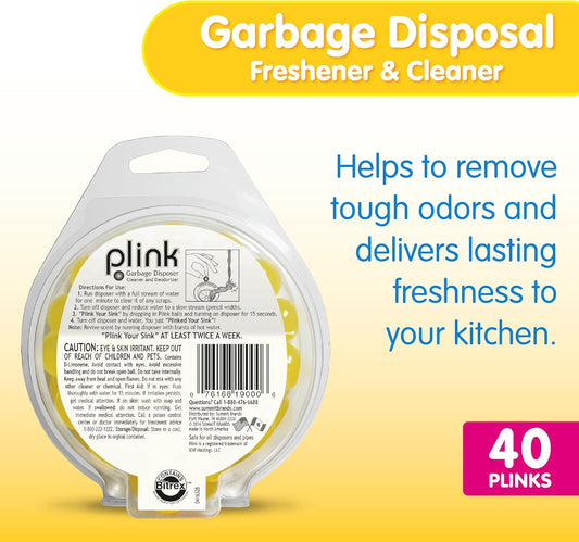 Plink Garbage Disposer Freshener And Cleaner, Sink Disposal Odor Eliminator, Easy-To-Use, Citrus Scents, 40 Capsules