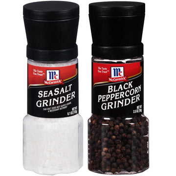 McCormick Grinders Sea Salt Grinder, 6.1 oz with McCormick Black Peppercorn Grinder, 2.5 oz