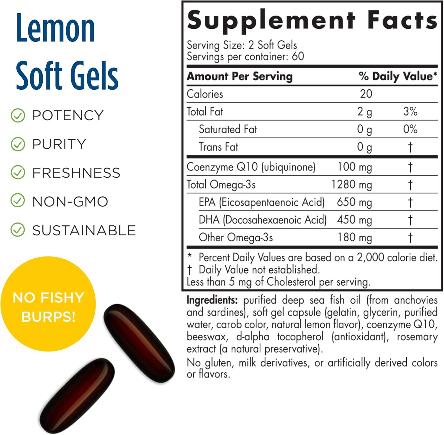 Nordic Naturals ProOmega CoQ10 - Fish Oil, 650 mg EPA, 450 mg DHA, 100 mg CoQ10, Promotes Neurological Health and Cellular Energy Production*, 120 Soft Gels : Health & Household